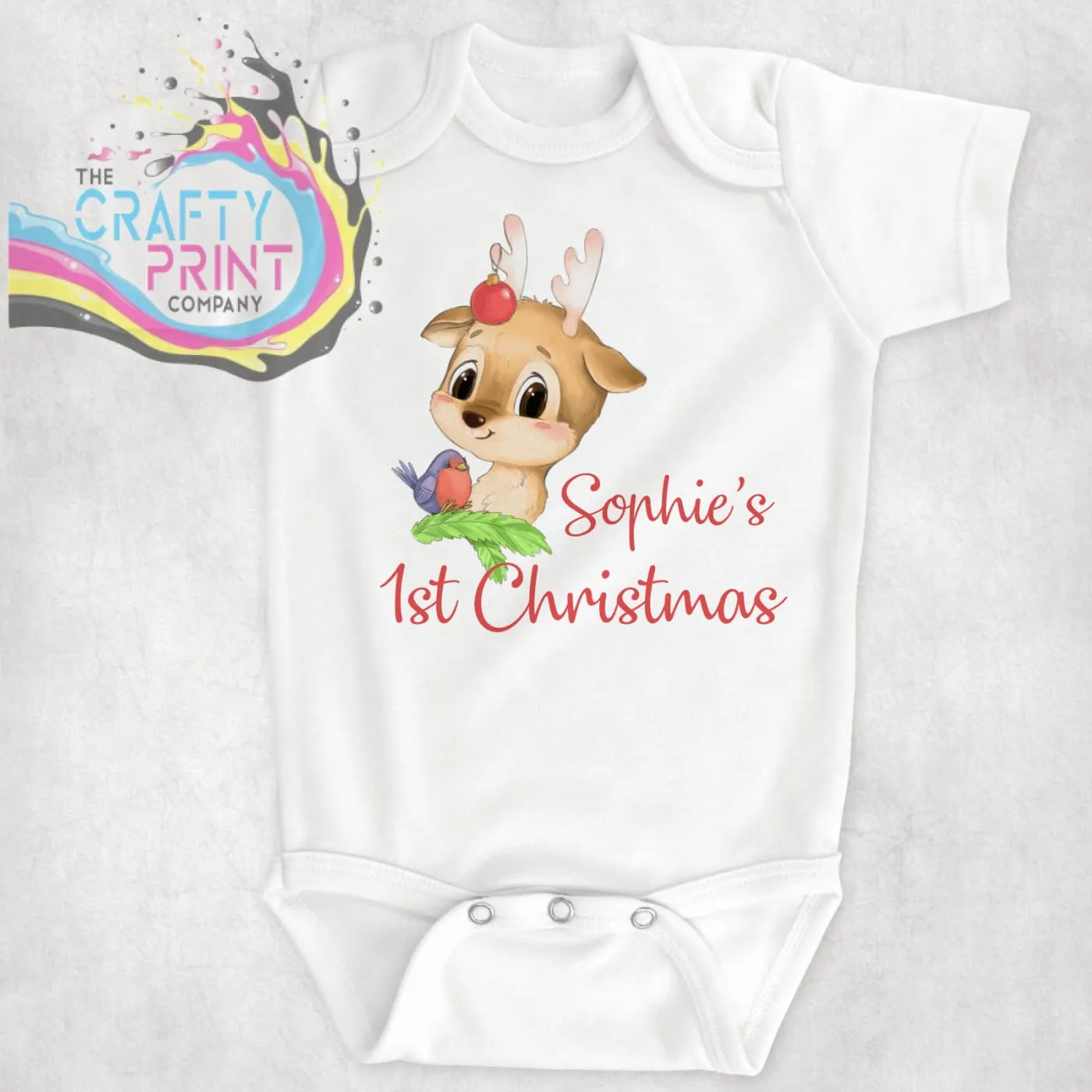 1st Christmas Deer Personalised Bodysuit