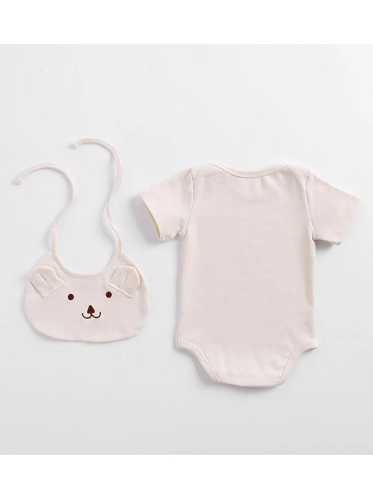 2-Piece Baby Onesie Matching Bear Bib