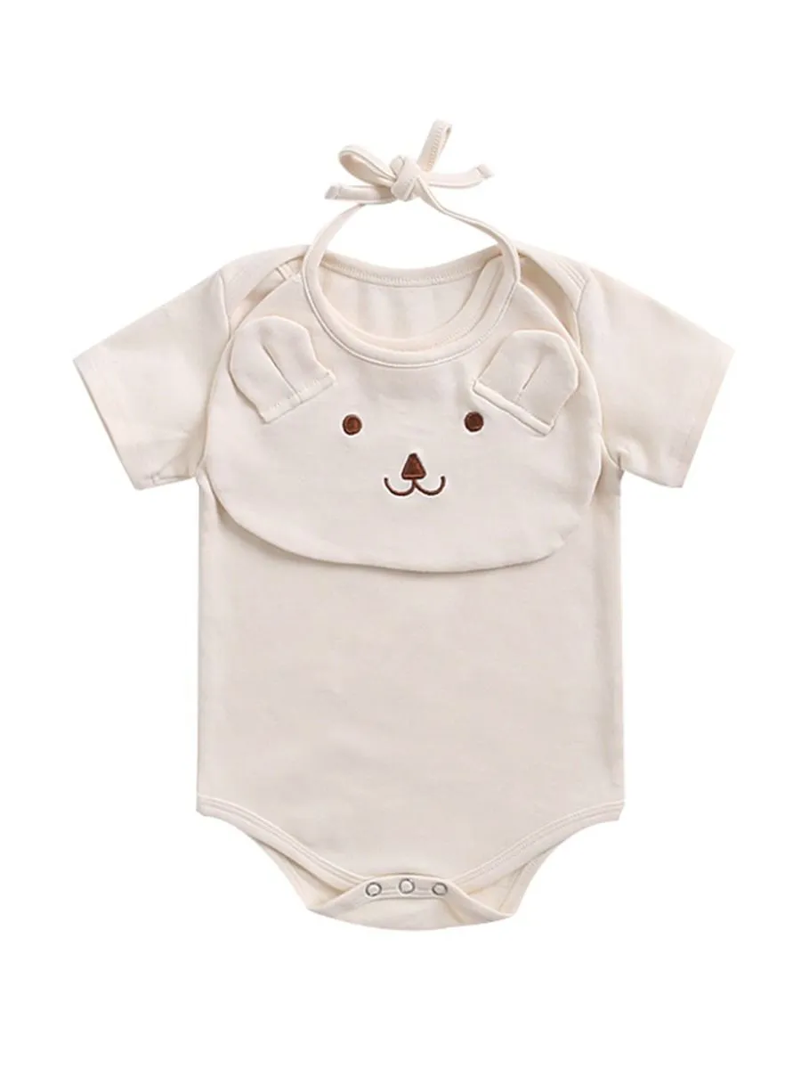 2-Piece Baby Onesie Matching Bear Bib