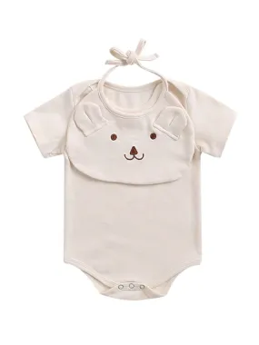 2-Piece Baby Onesie Matching Bear Bib