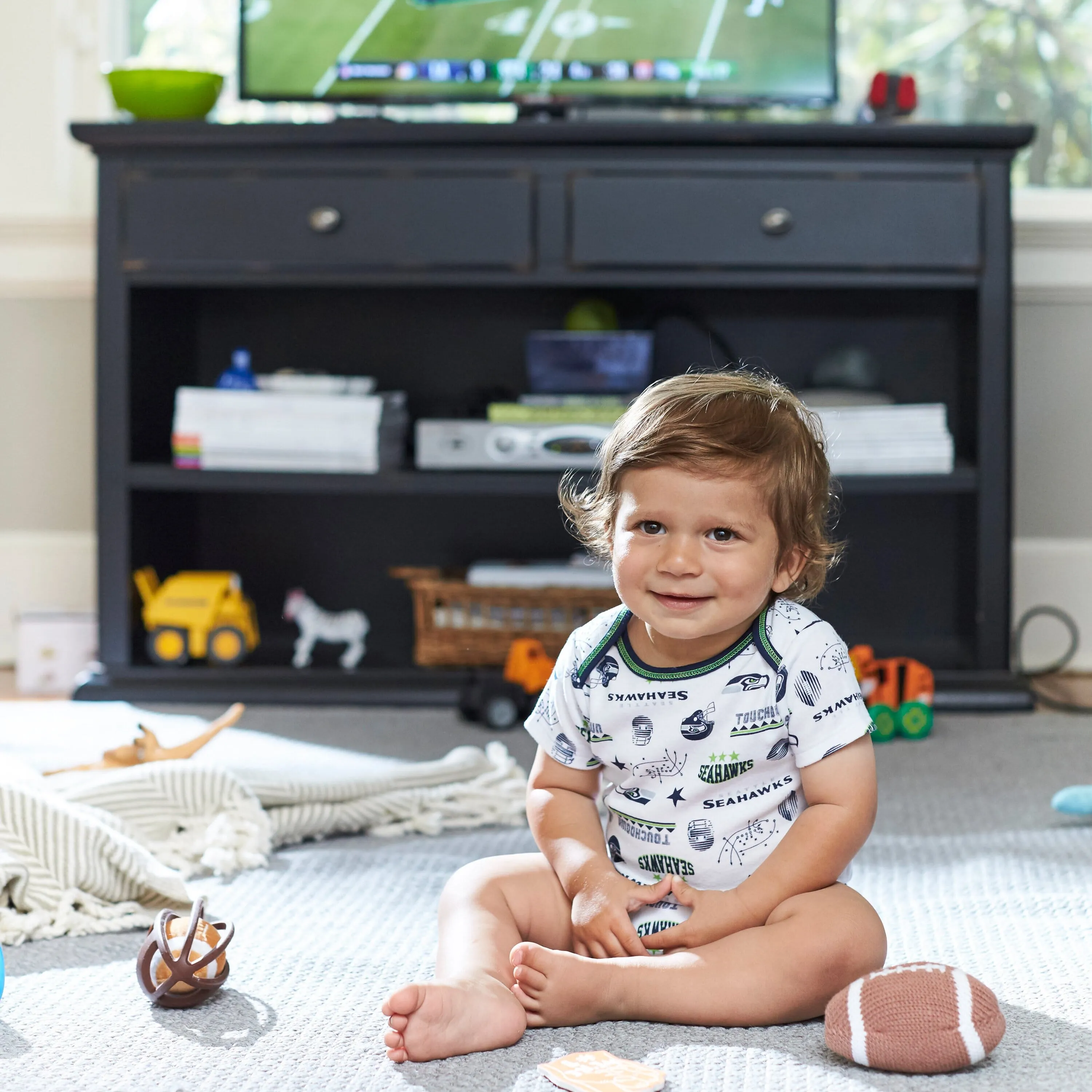 3-Pack Baby Boys Seahawks Short Sleeve Bodysuits