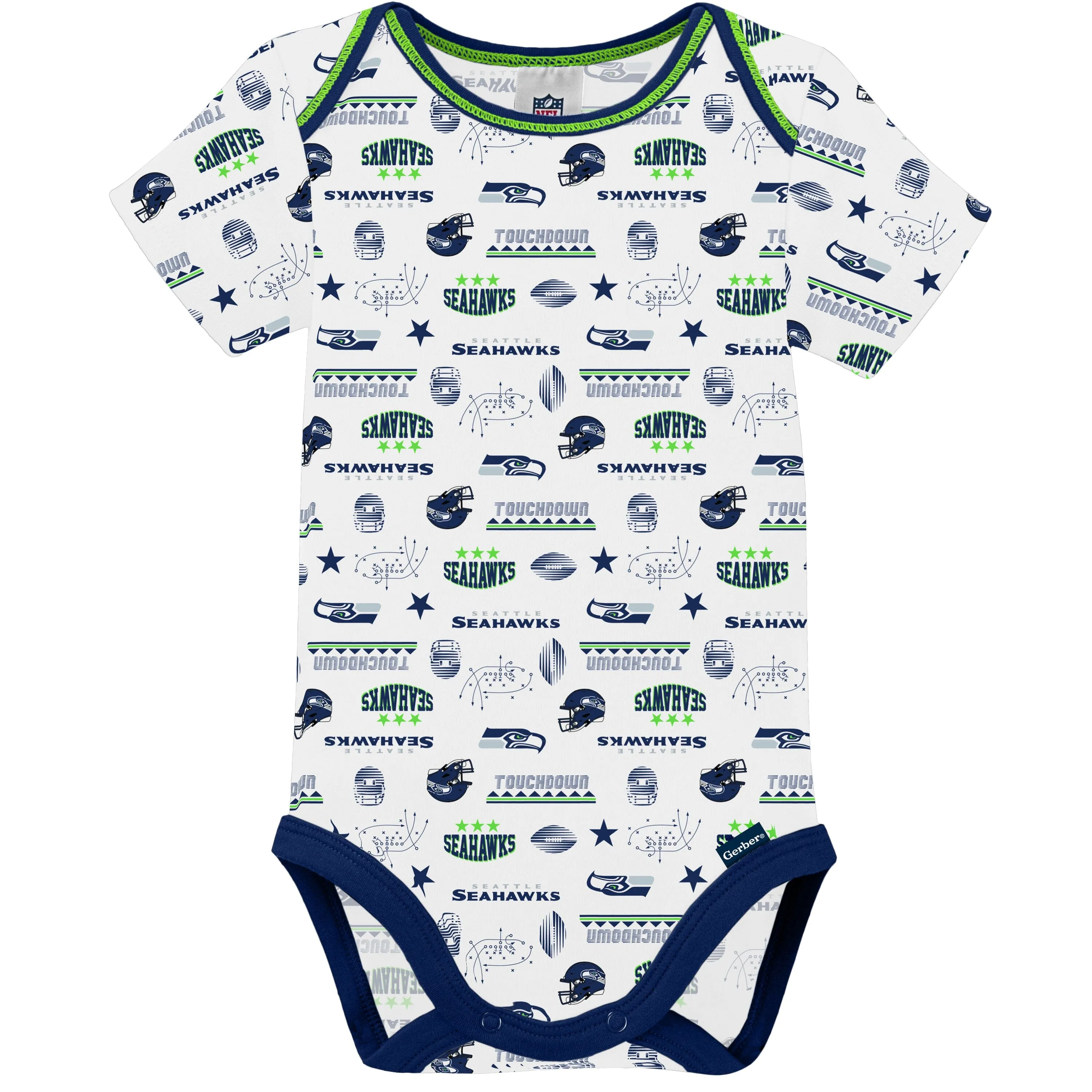 3-Pack Baby Boys Seahawks Short Sleeve Bodysuits