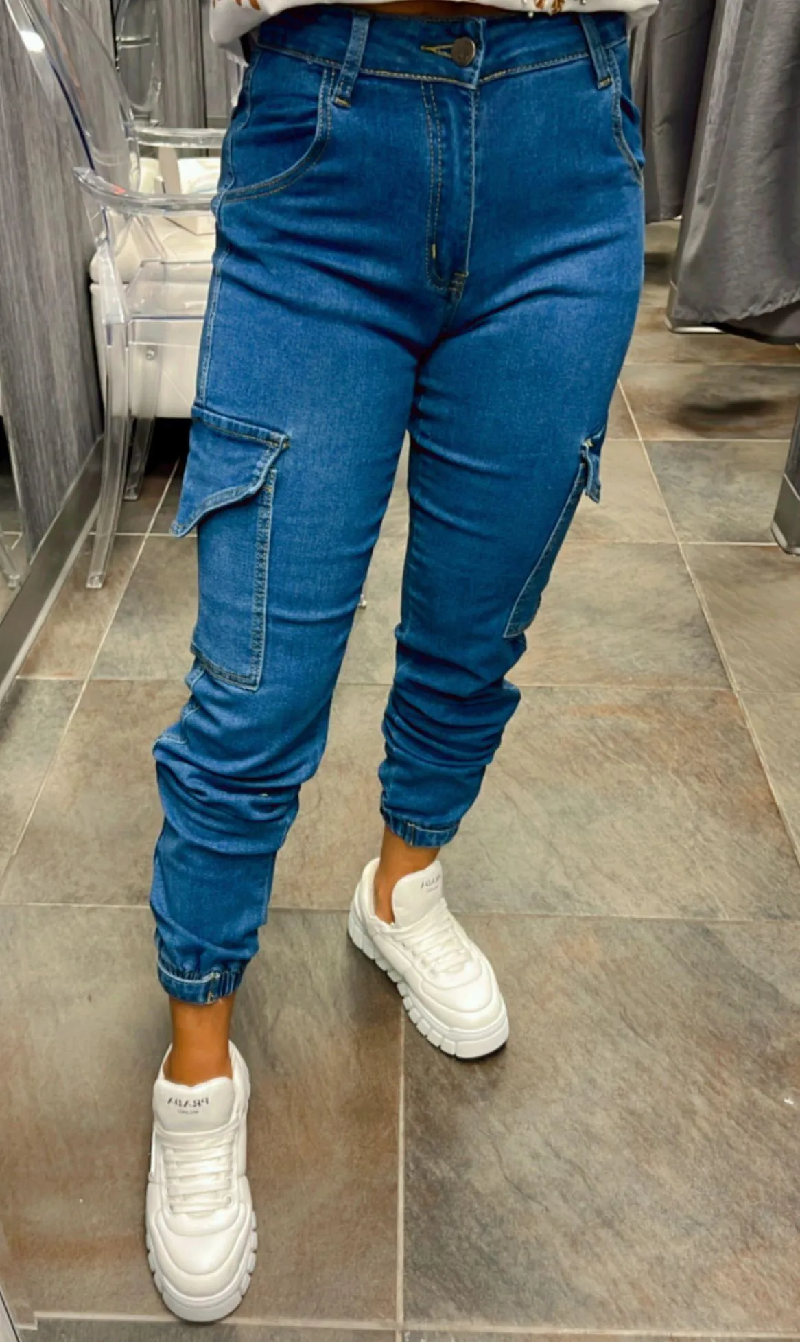 3095 Denim jogger cargo pants