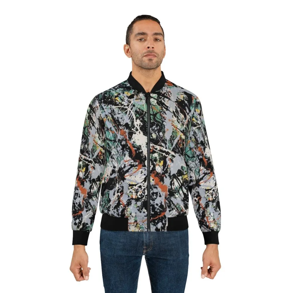 Abstract Bomber Jacket - Jackson Pollock Inspired Art