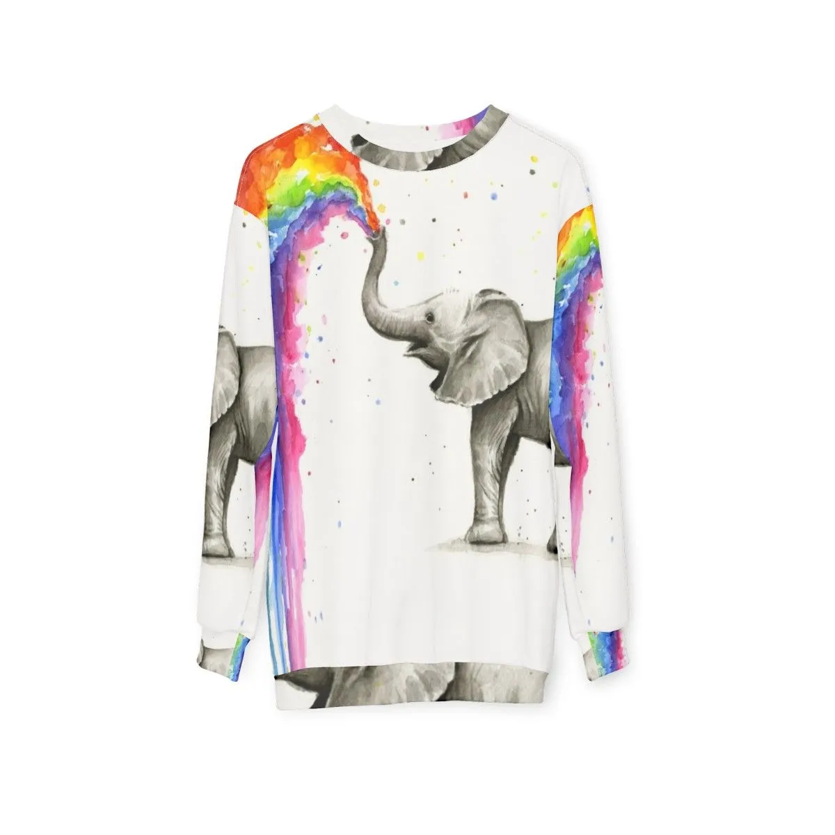 Adorable Baby Elephant Spraying Rainbow Sweatshirt