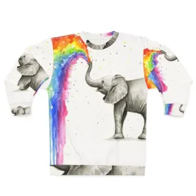 Adorable Baby Elephant Spraying Rainbow Sweatshirt