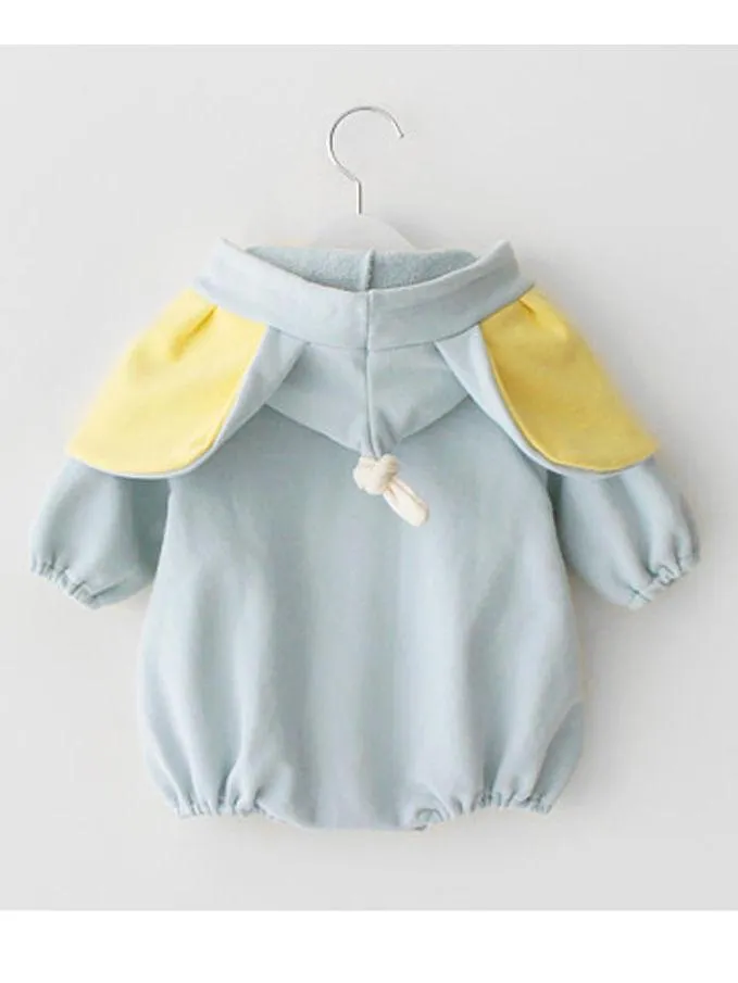 Adorable Elephant Pattern Hoodie Baby Onesie