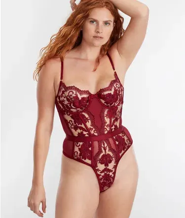 Alessi Embroidered Wine Bodysuit Curvy