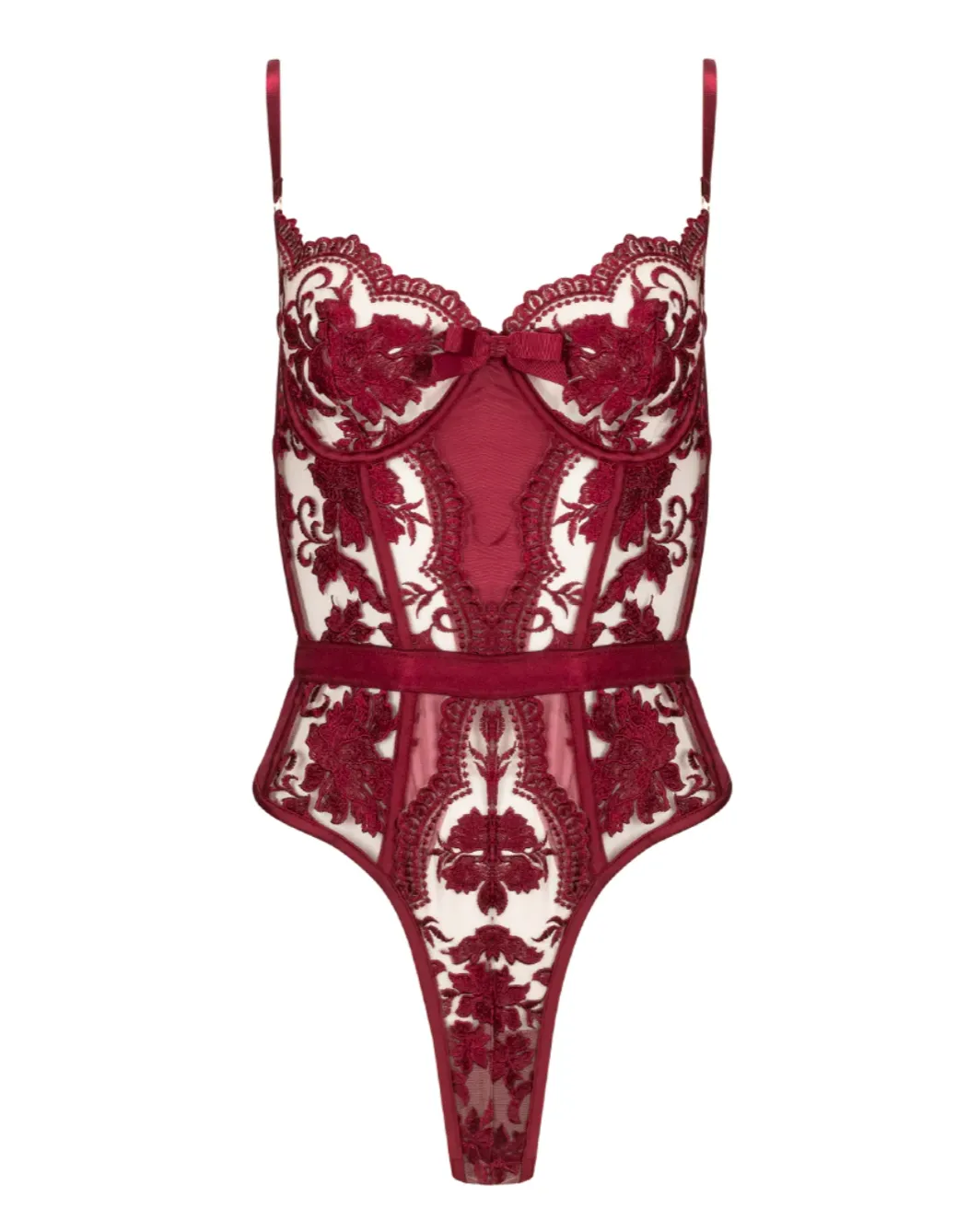 Alessi Embroidered Wine Bodysuit Curvy