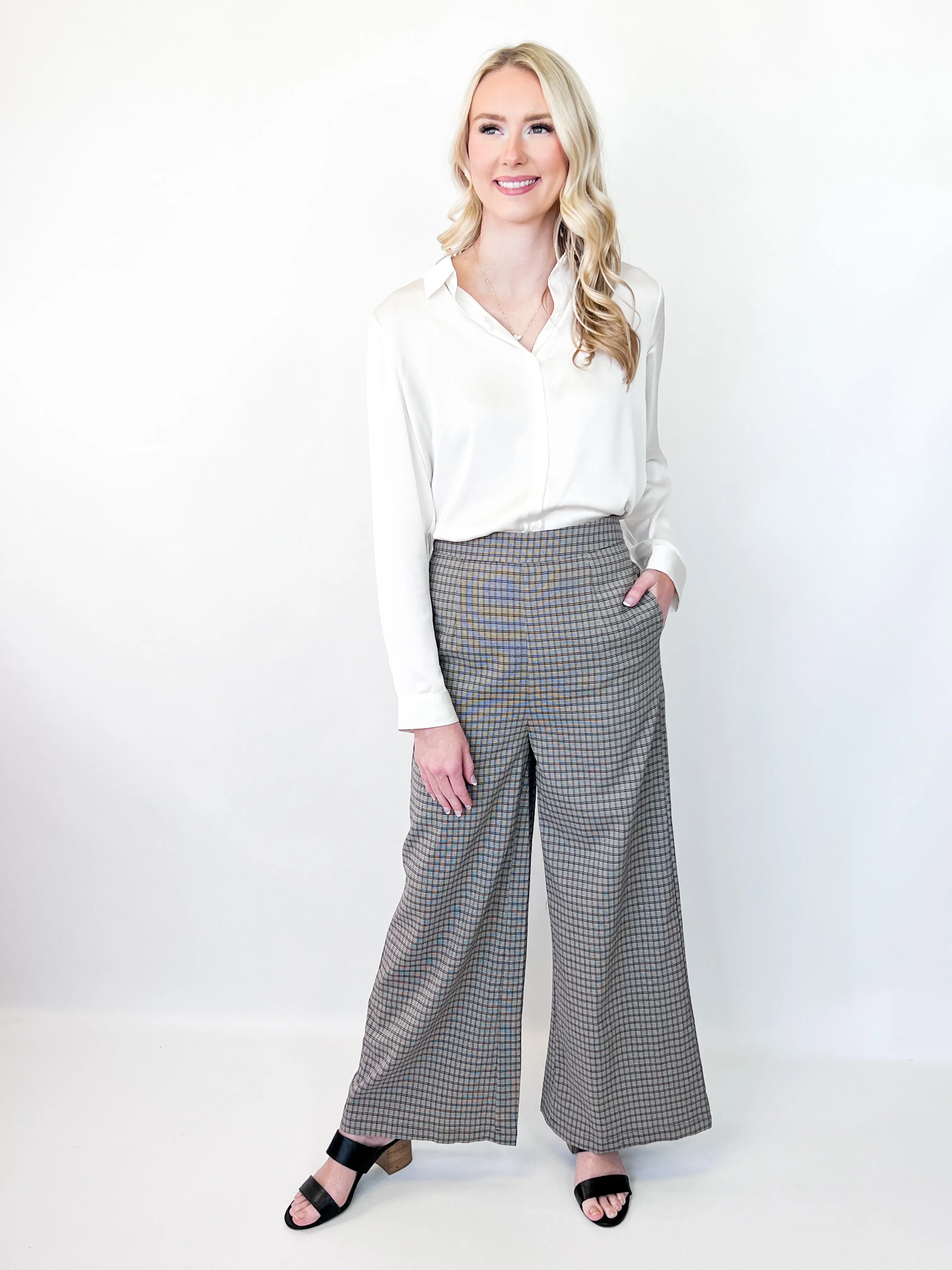 Alex - Wide Leg Plaid Pants