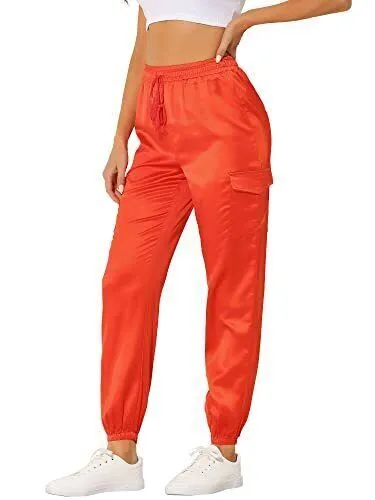 Allegra K Women's Fall Satin Joggers