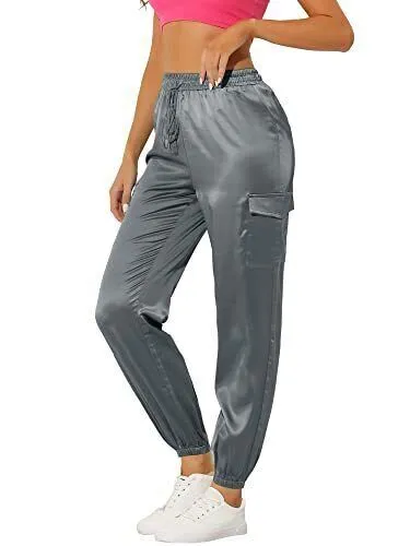 Allegra K Women's Fall Satin Joggers