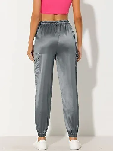 Allegra K Women's Fall Satin Joggers