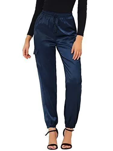 Allegra K Women's Fall Satin Joggers