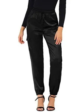 Allegra K Women's Fall Satin Joggers