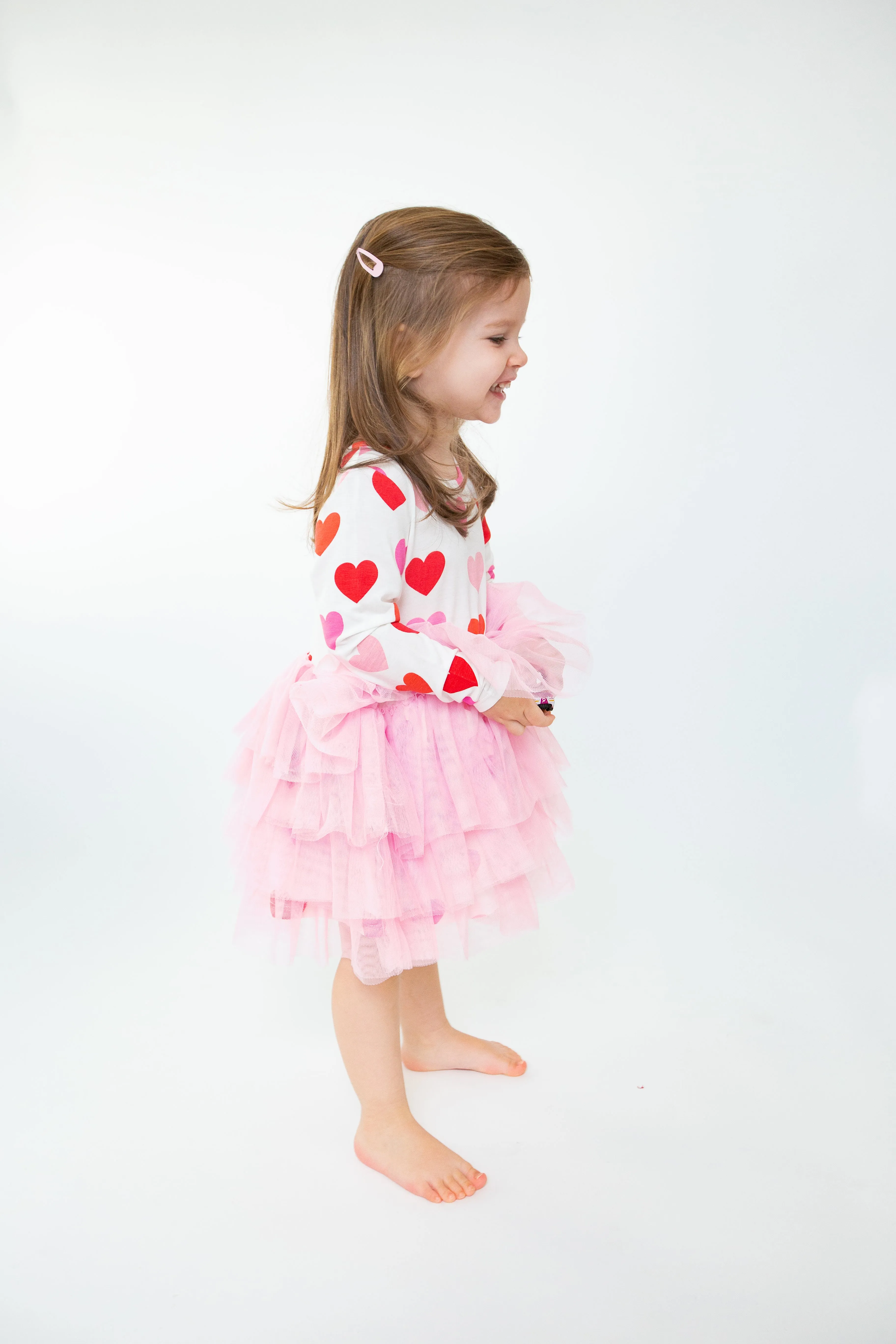 Angel Dear Bamboo Valentine's Day Hearts Twirly Long Sleeve Dress