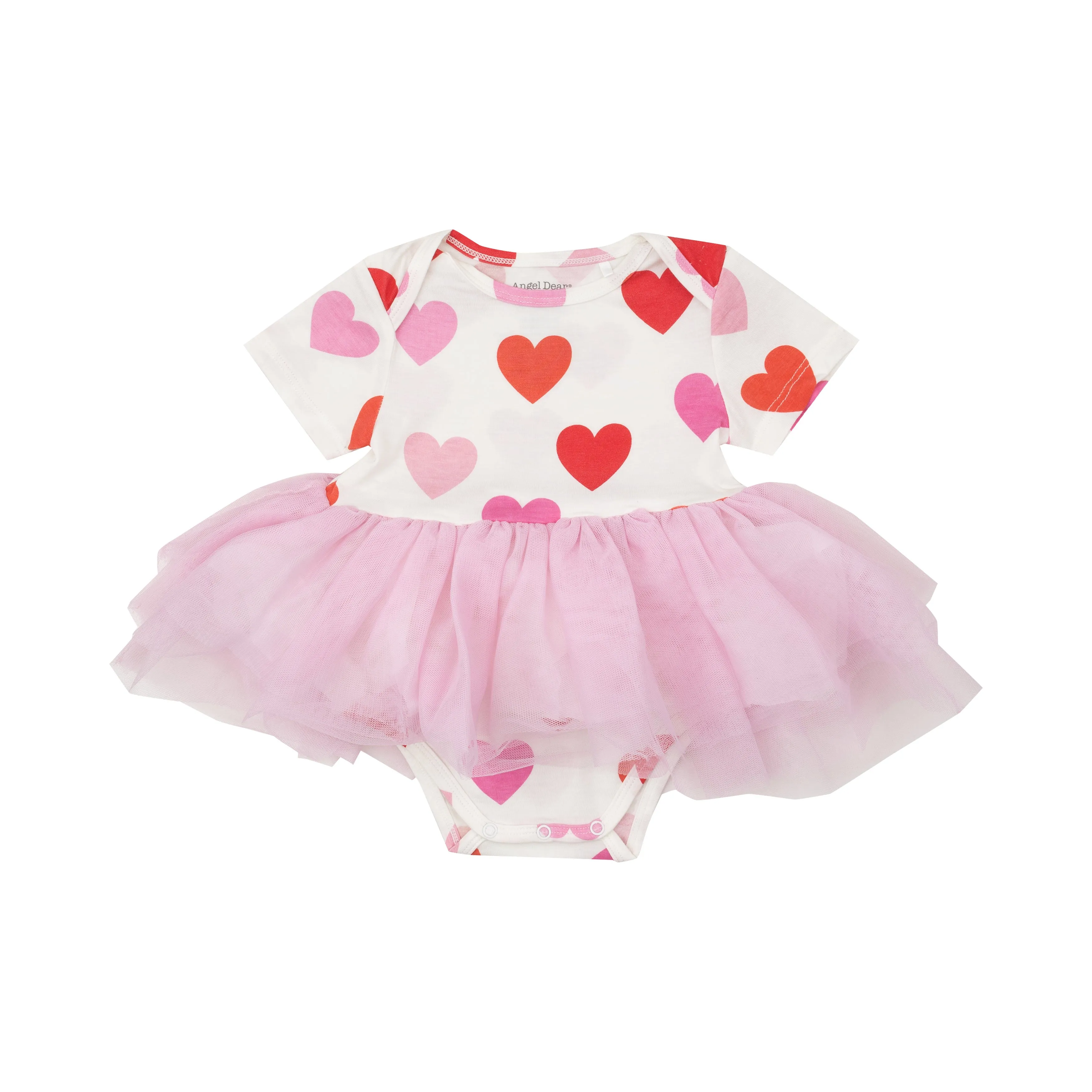 Angel Dear Bamboo Valentine's Day Hearts Twirly S/S Tutu Bodysuit Dress