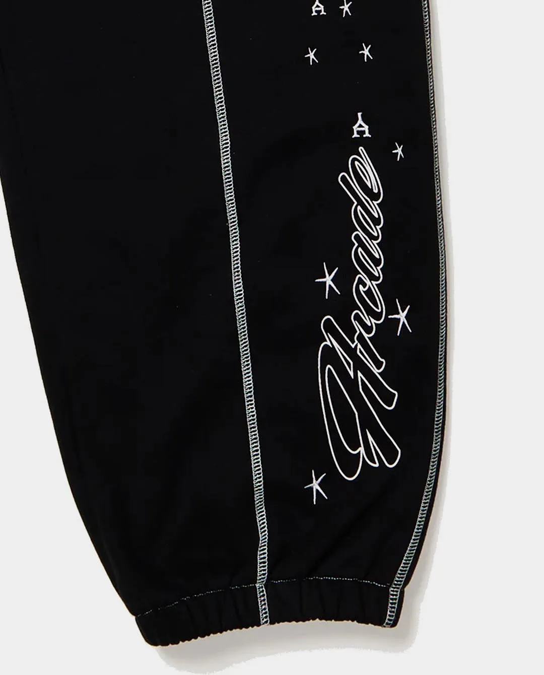 Arcade - Script Contrast Stitched Overlock Joggers - Black