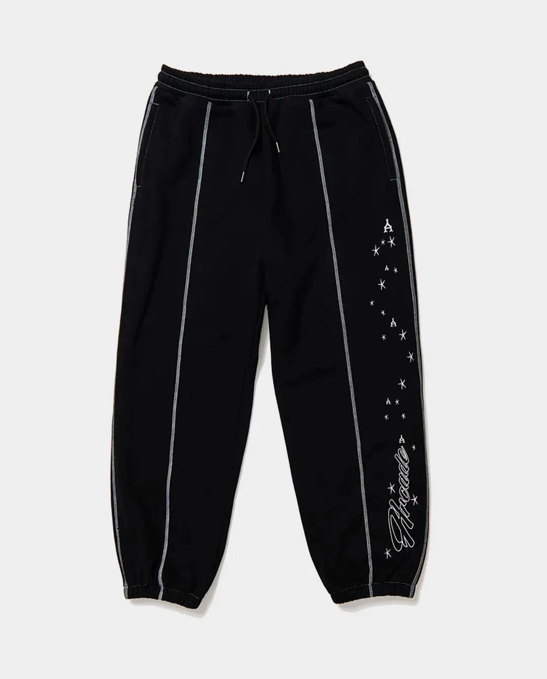 Arcade - Script Contrast Stitched Overlock Joggers - Black