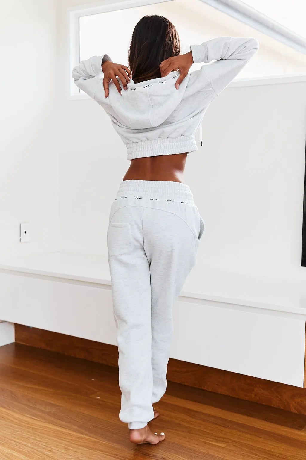 Ash White High Waisted Scrunchie Joggers