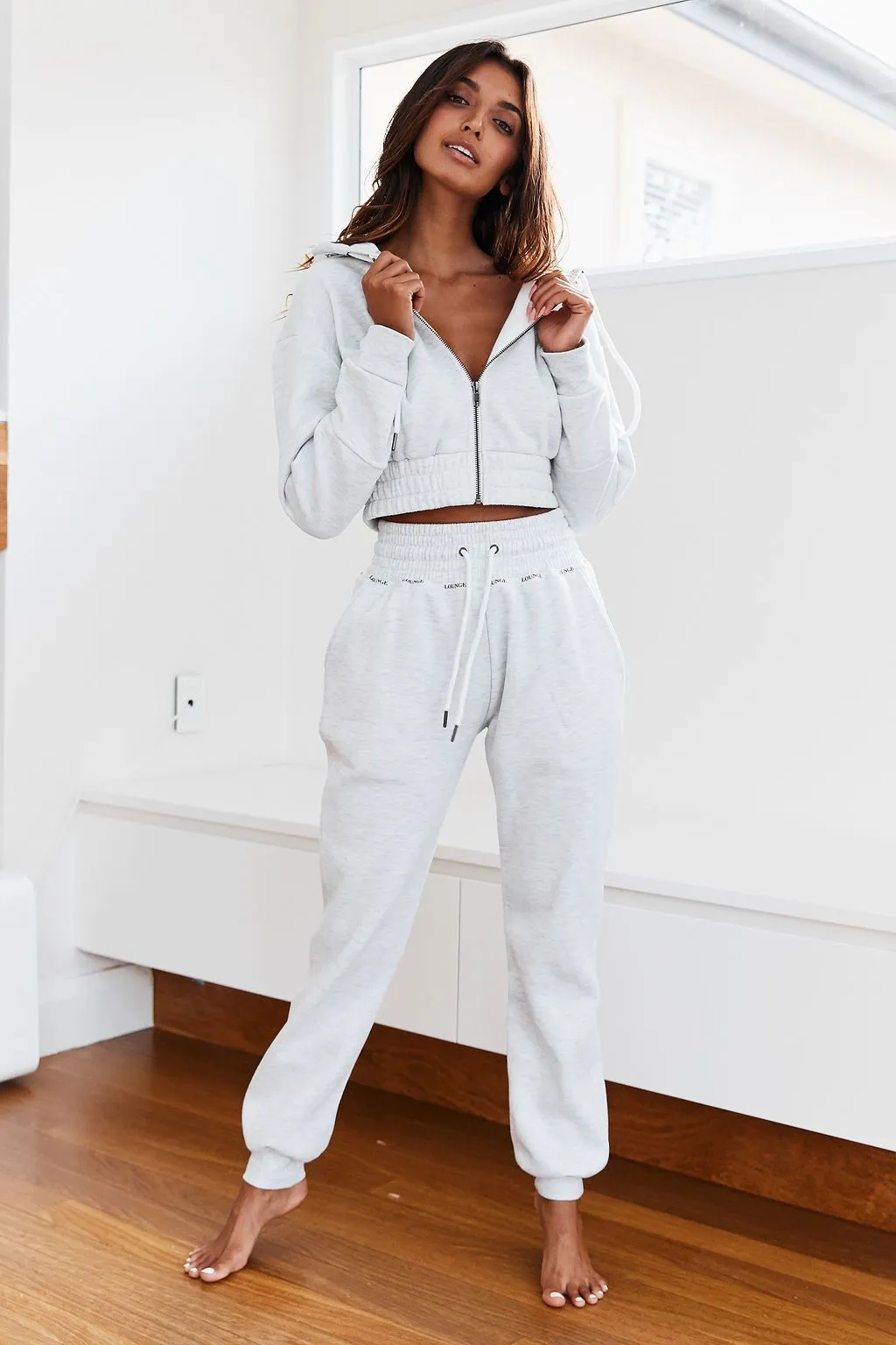 Ash White High Waisted Scrunchie Joggers