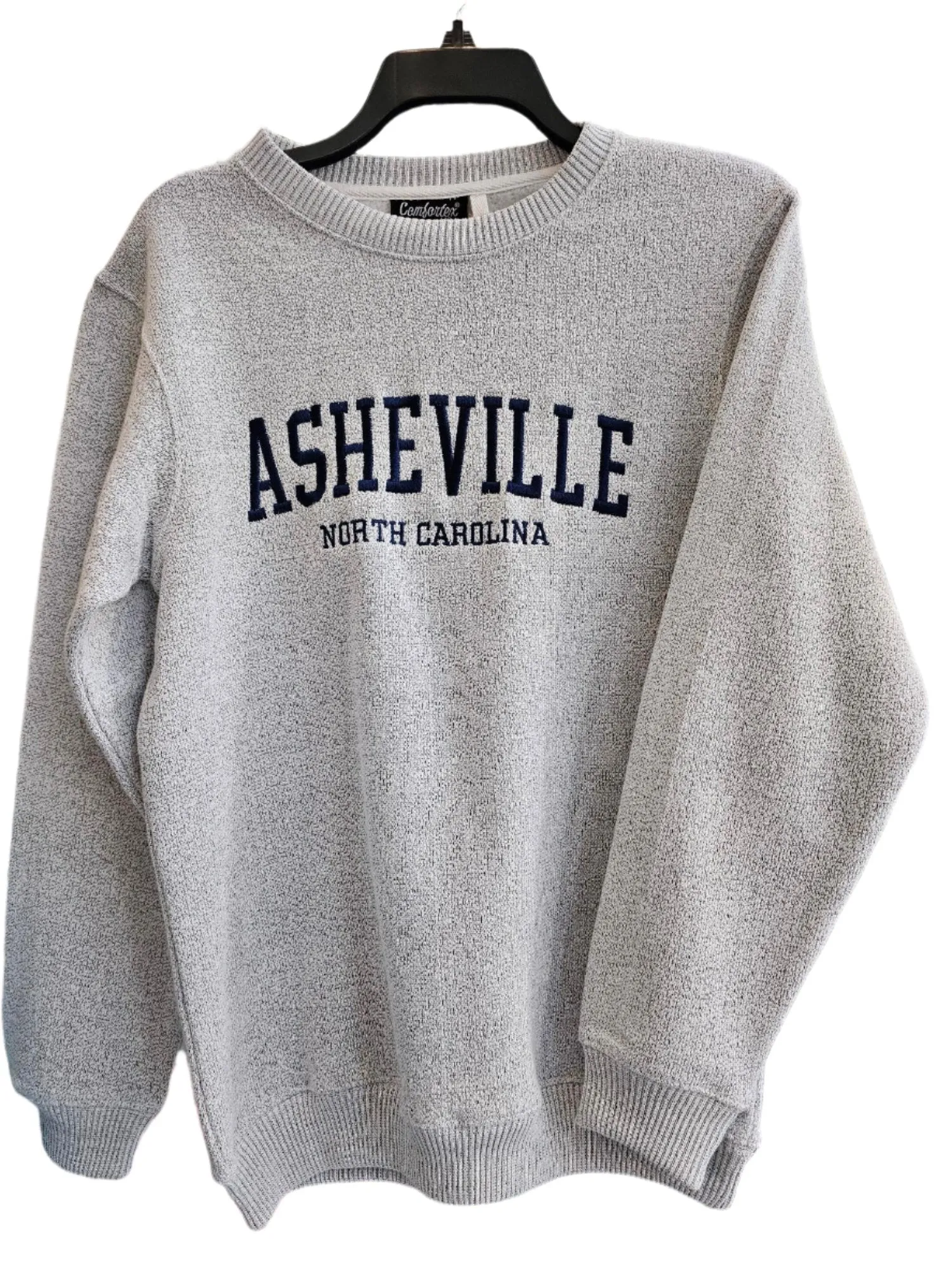 Asheville Logo Crewneck Embroidered Sweatshirt - Grey / Navy Logo