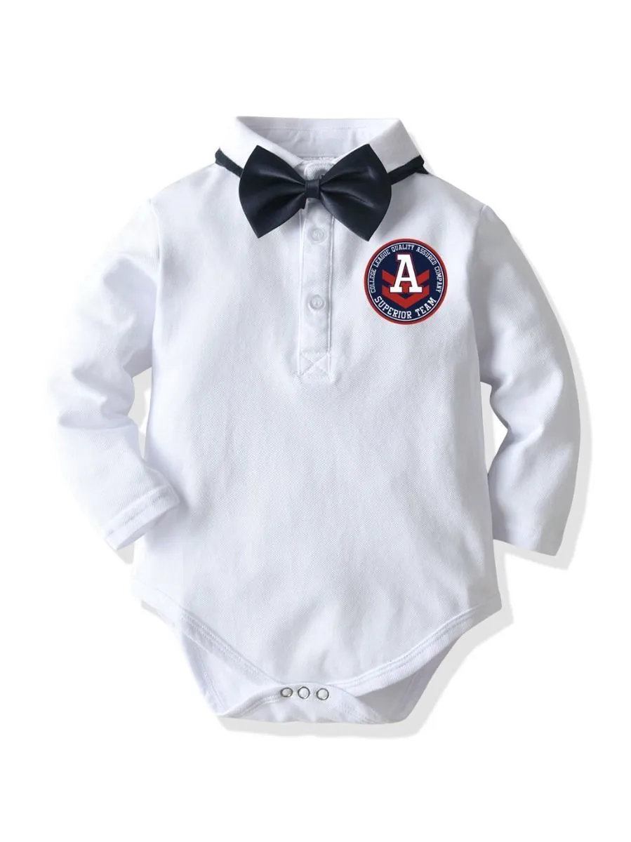 Autumn 2-Piece Baby Boys Bow Tie Romper