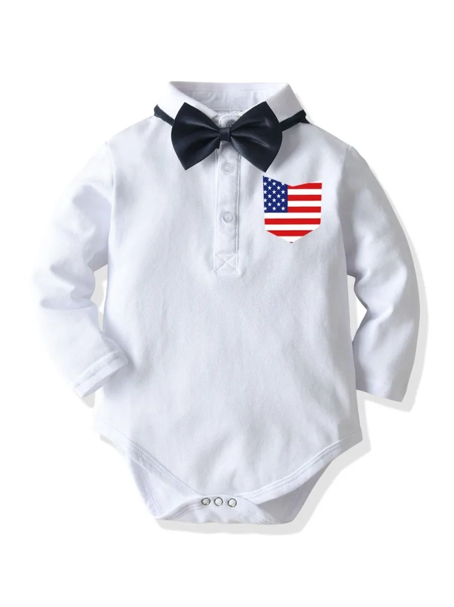 Autumn 2-Piece Baby Boys Bow Tie Romper