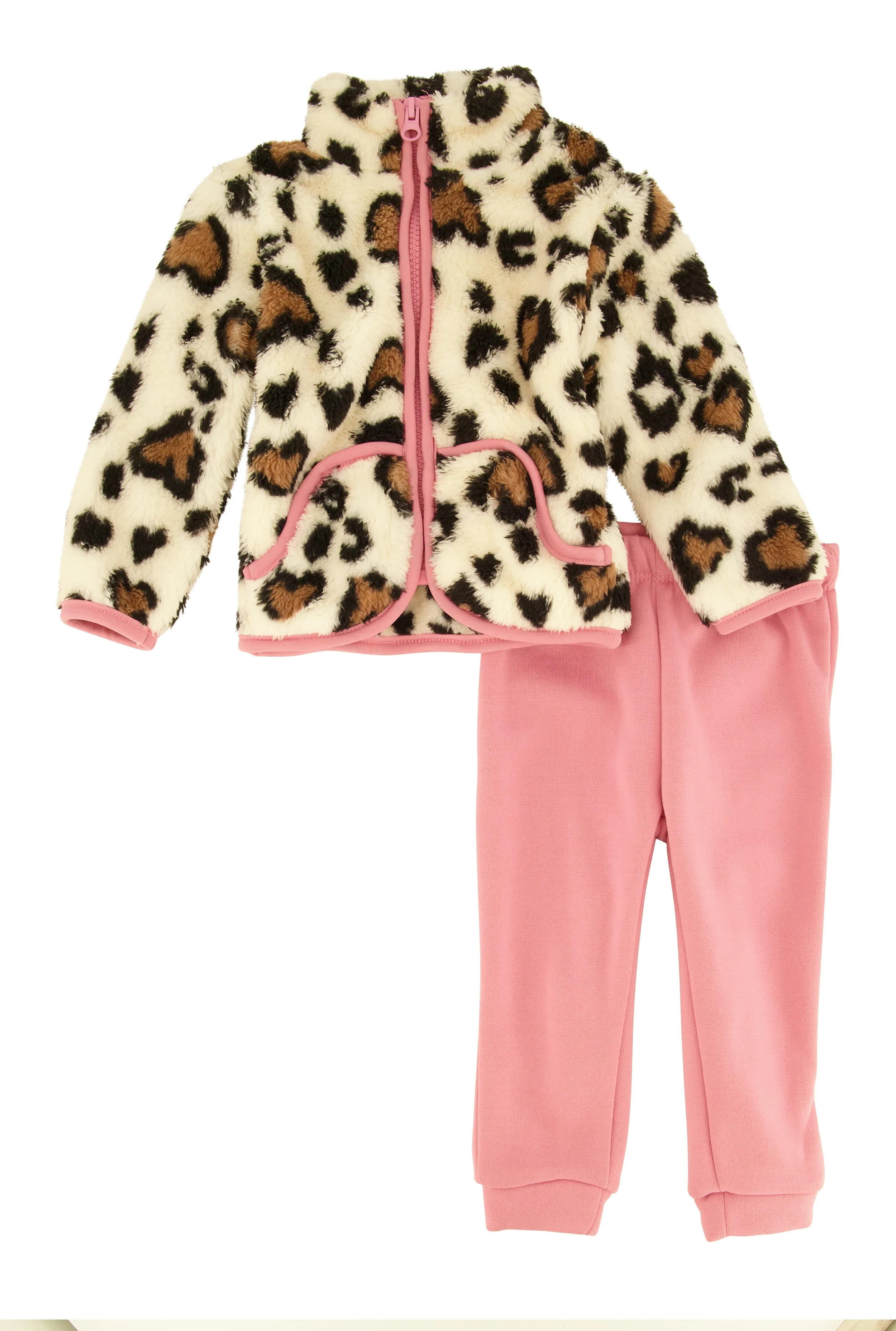 Baby Girls 12-24M Leopard Sherpa Jacket and Joggers