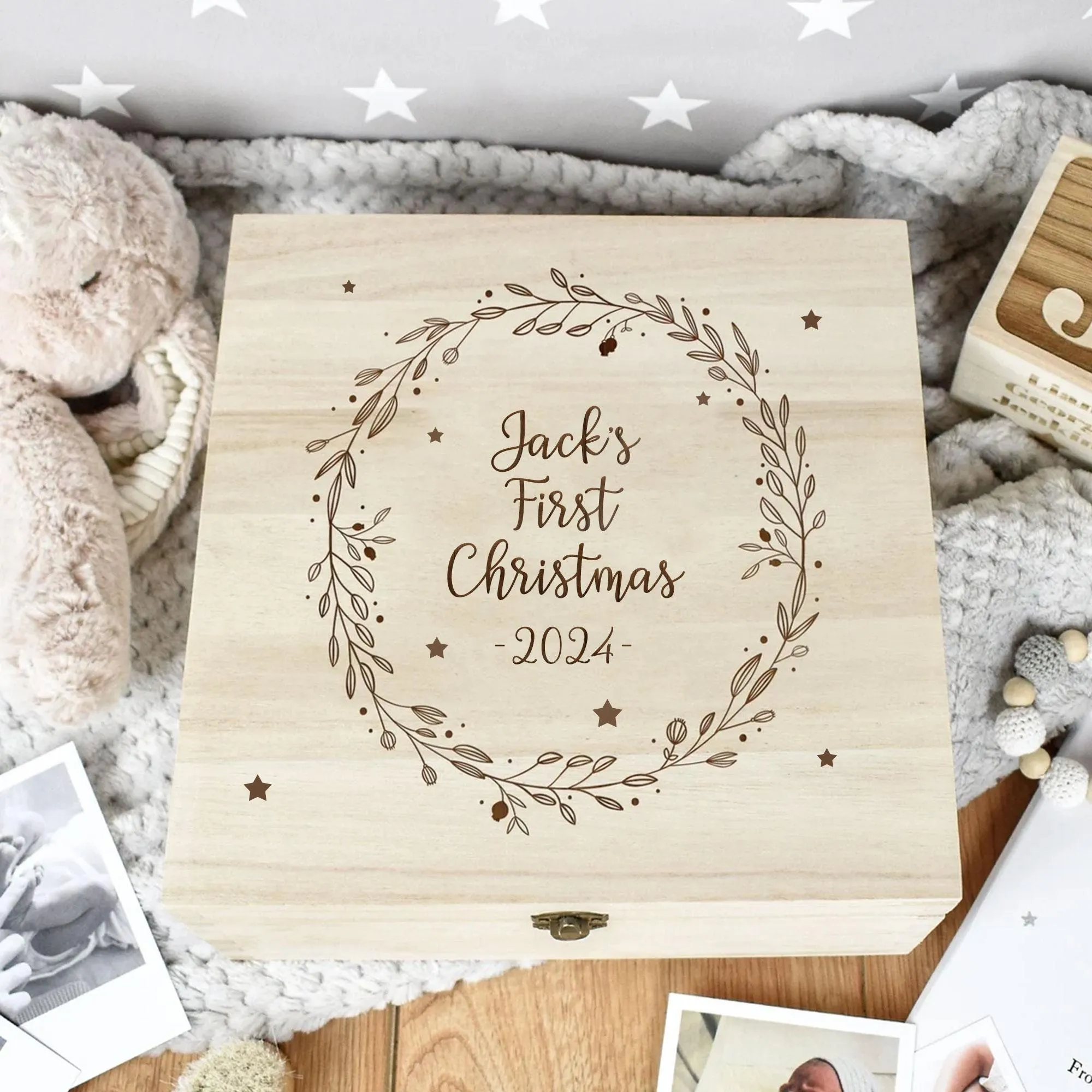 Babys First Christmas Gift Set, Personalised First Christmas Gift Box, Baby 1st Christmas Gift, Baby Xmas Keepsake, Wooden Engraved Box,