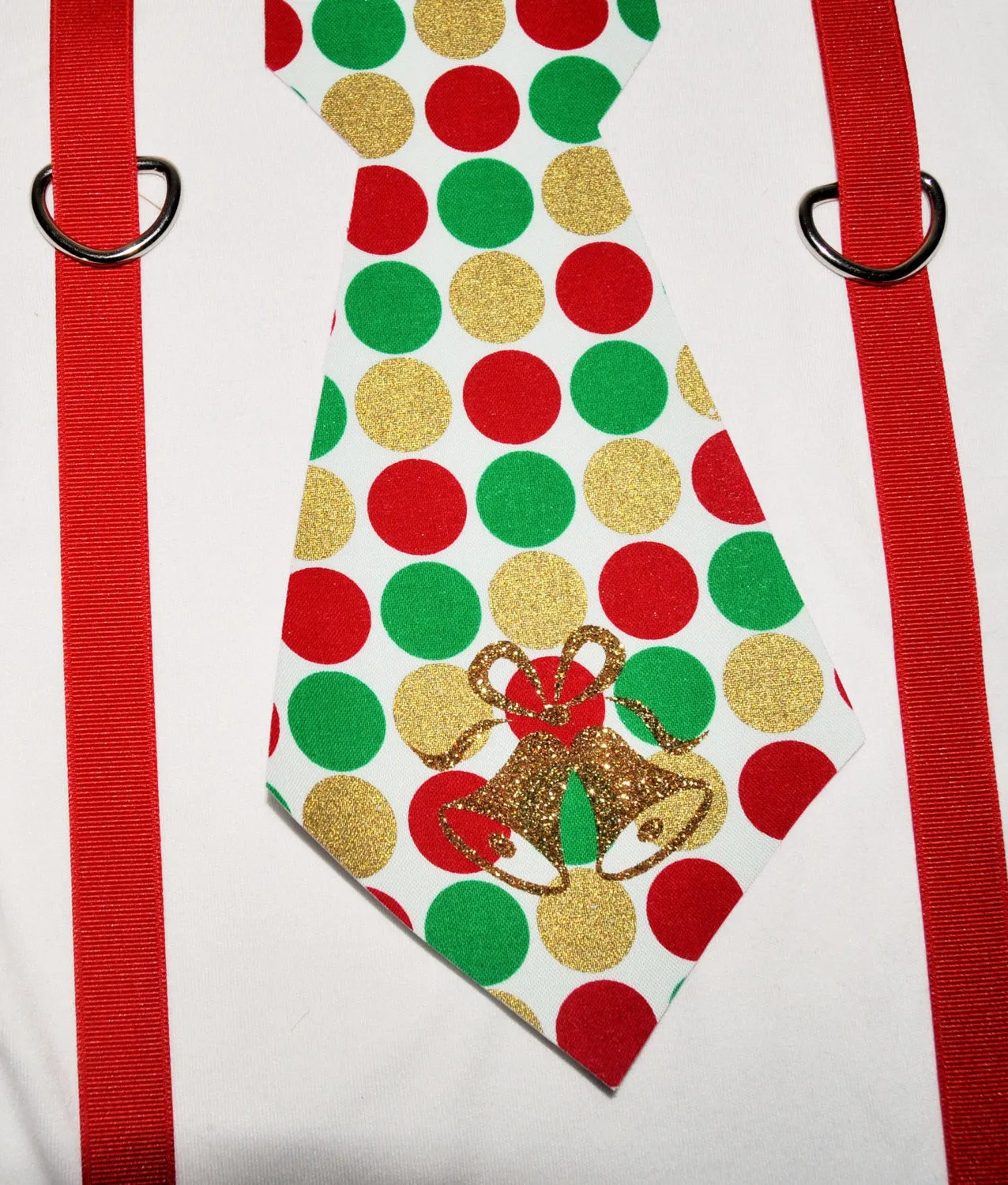 Baby/Toddler christmas bodysuit with suspenders and tie, polka dot tie, Christmas bodysuit, christmas shirt, christmas polka dots