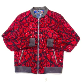 Barya NewYork Red Black Crystal Bomber Jacket