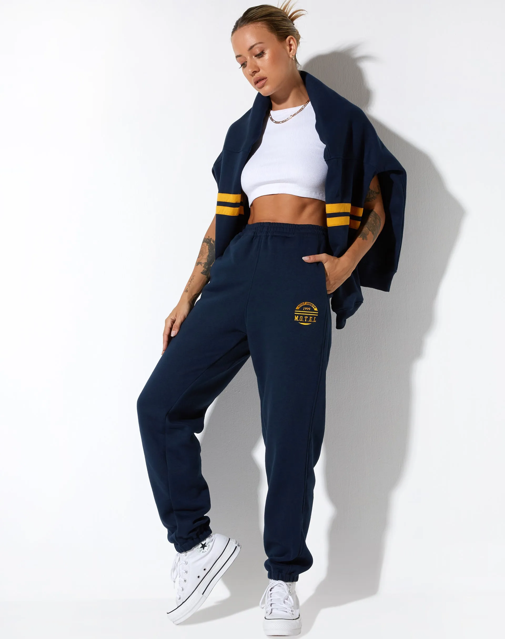 Basta Jogger in Navy Citrus Stripe Football 1999