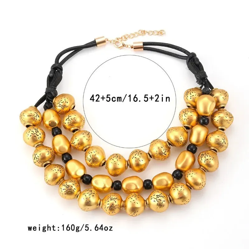 Baubled- the Triple Strand Metal Bead Necklace 2 Color Ways