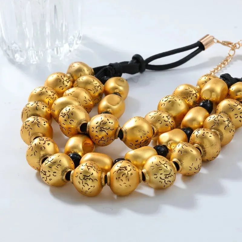 Baubled- the Triple Strand Metal Bead Necklace 2 Color Ways