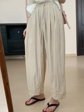 Beige Harem Women Baggy Wide Leg Summer Streetwear High Waist Pants