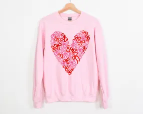 Bella or Gildan Heart Coquette Bow Sweatshirt/ Adult Sizes