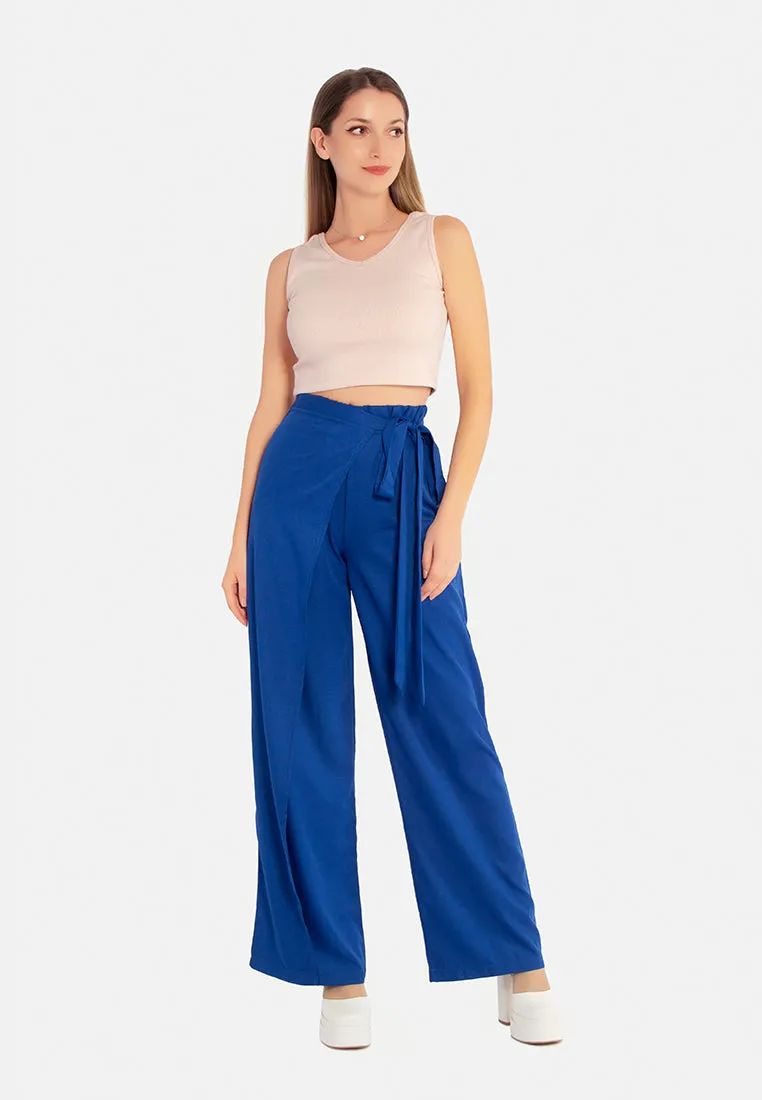 Belted Tie Wide Leg Pants