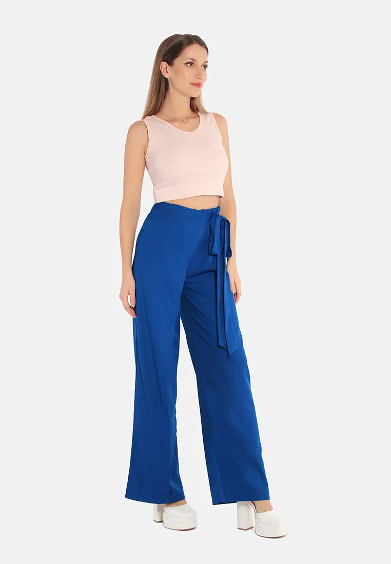 Belted Tie Wide Leg Pants