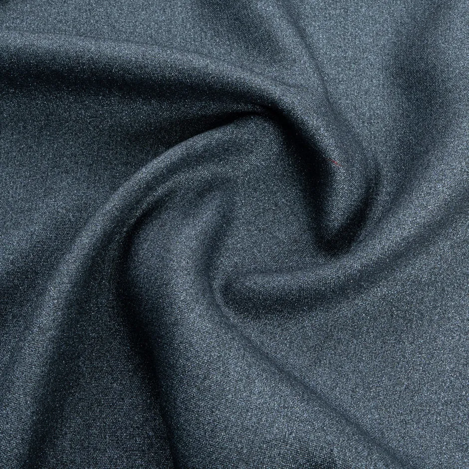 Black & Blue Double Faced Wool Blend Crêpe