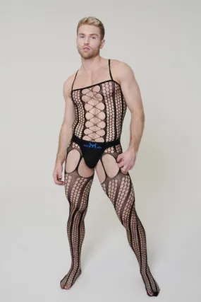 Black Garter Fishnet Bodysuit