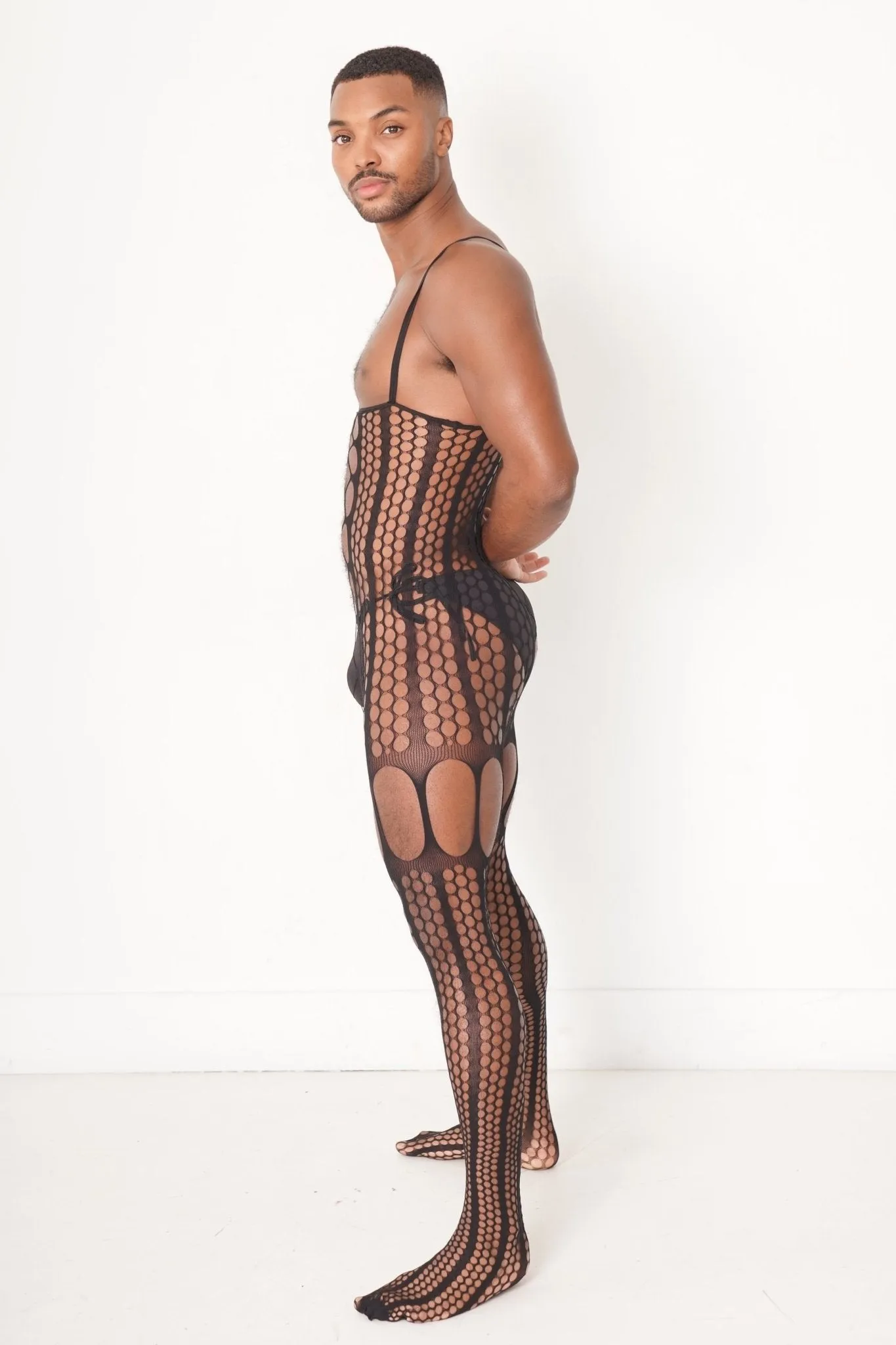 Black Garter Fishnet Bodysuit