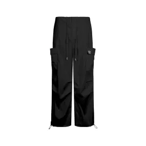 Black Loose-Fitting Three-Dimensional Pockets Work Pants