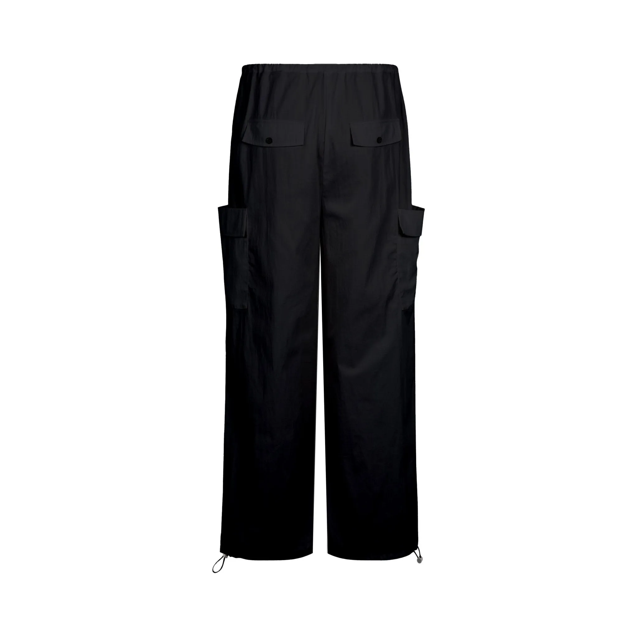 Black Loose-Fitting Three-Dimensional Pockets Work Pants