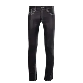 Black Mens Leather Jeans Pants