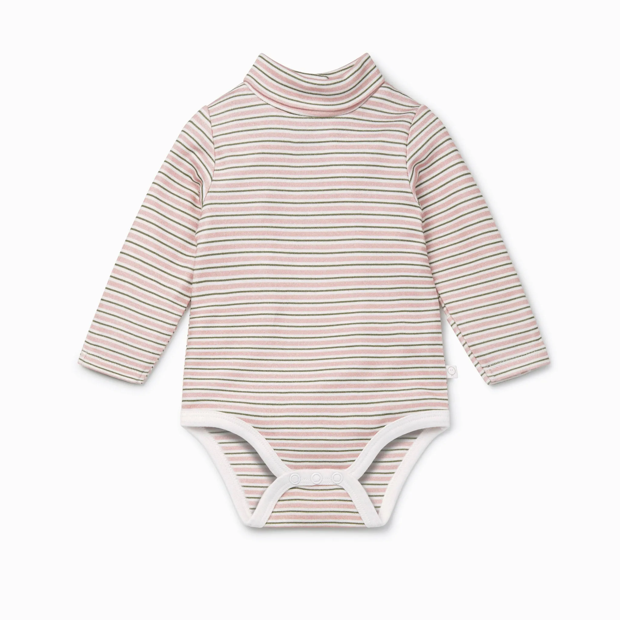 Blush & Khaki Stripe Roll Neck Bodysuit 2 Pack