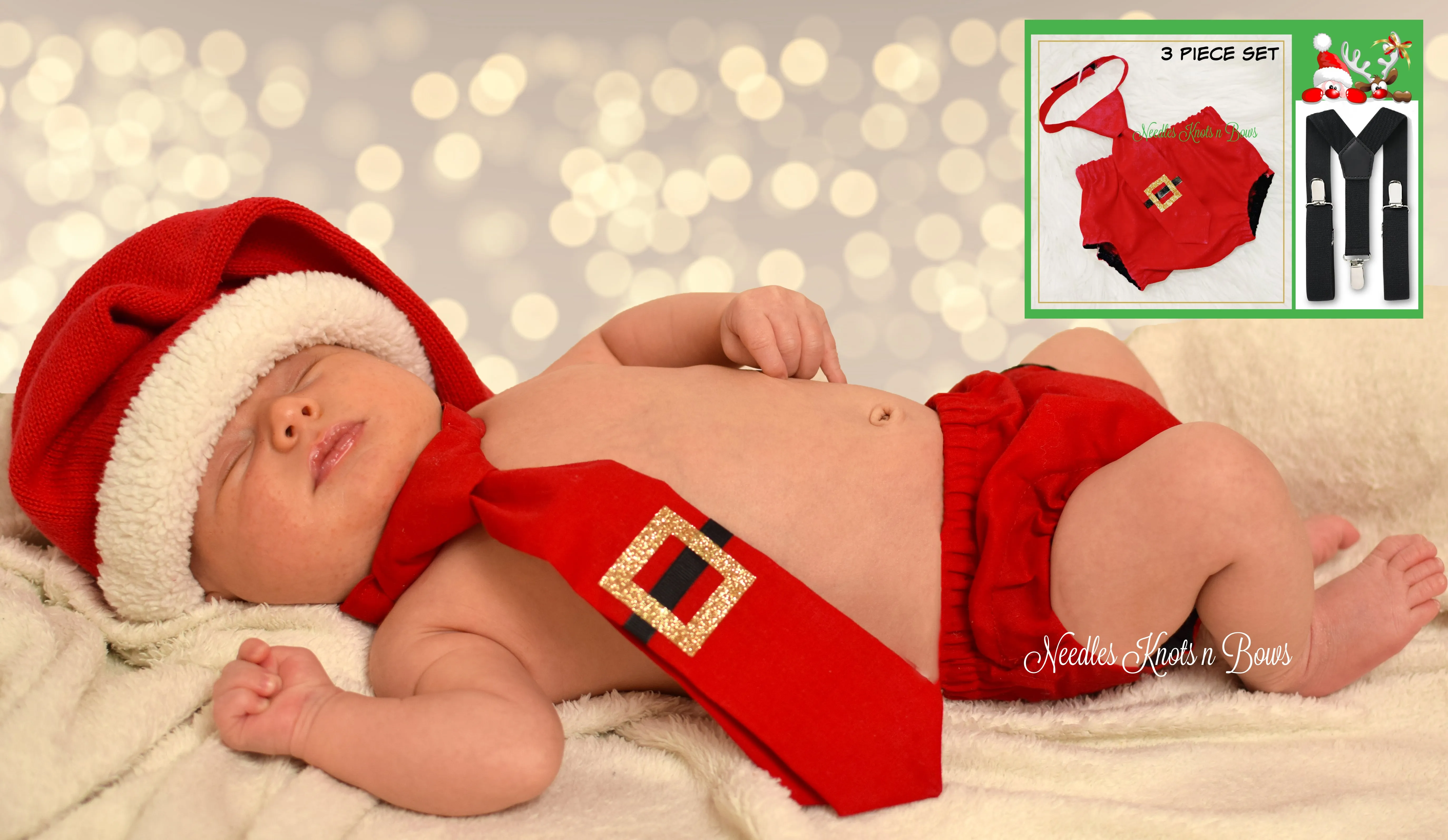 Boys Christmas Cake Smash, Newborn Baby Photo Prop Outfit