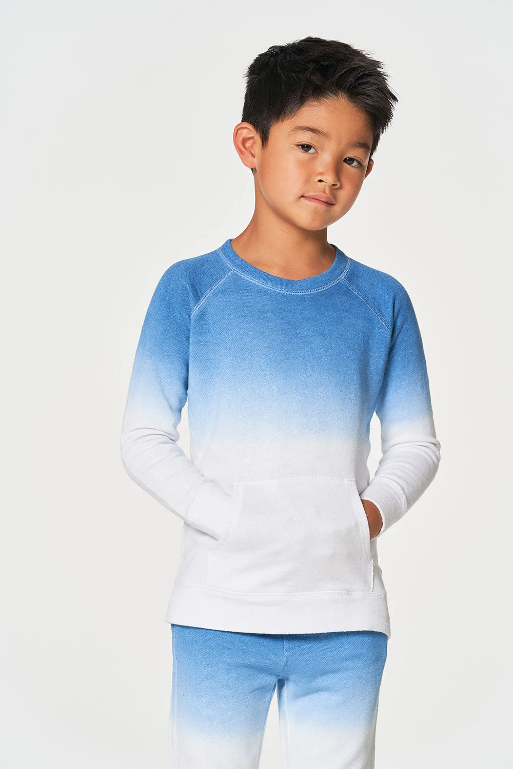 Boys Linen French Terry Long Sleeve Kanga Pocket Pullover