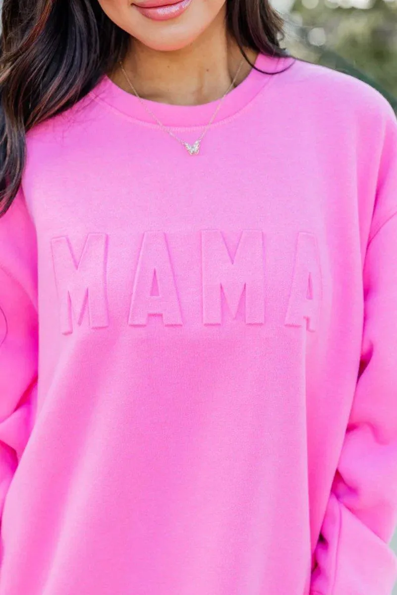 Bright Pink "MAMA" Casual Sweatshirt