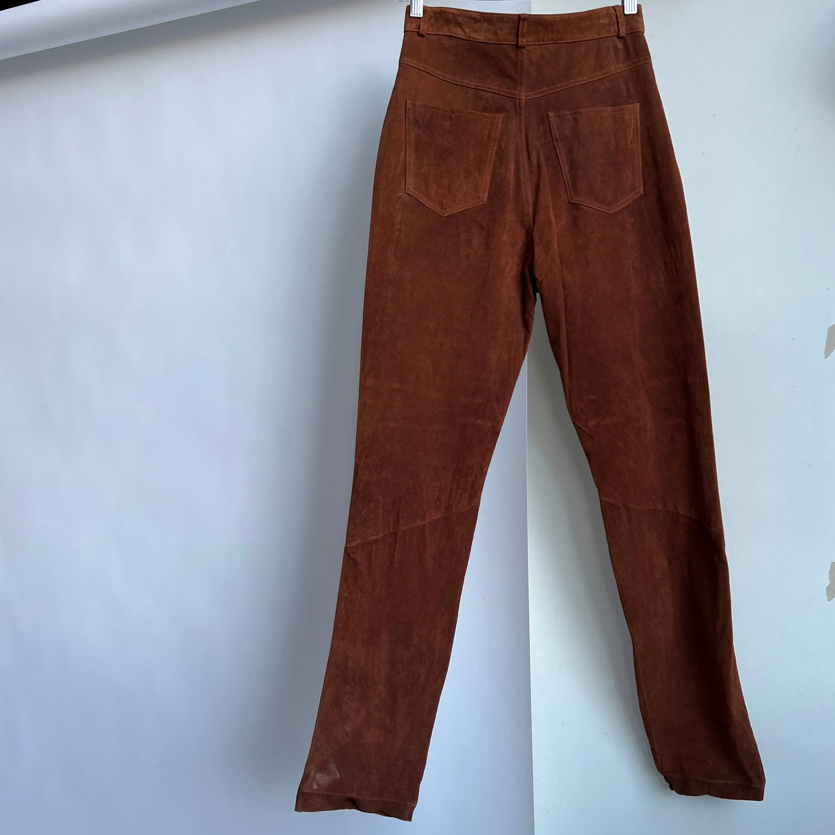 Brown suede high waist pants